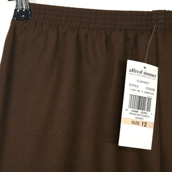 Alfred‎ Dunner Classics Pants Brown Pull On 12 Proportioned Short - Picture 10 of 11